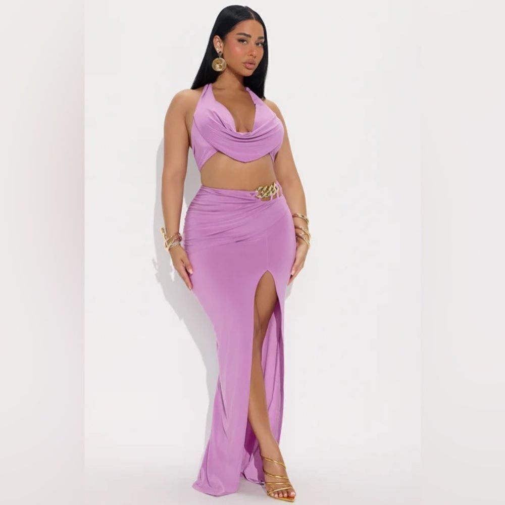 Beachy Waves Maxi Skirt Set - Purple